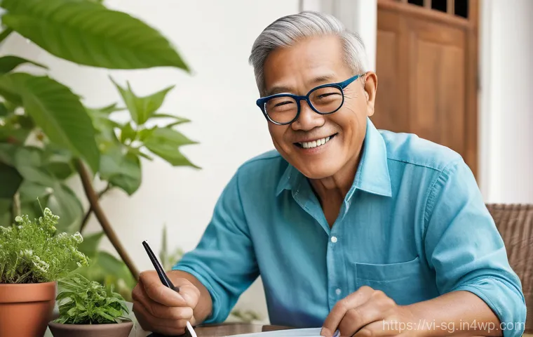 조기 은퇴 후 삶의 질 향상 방법 - **Prompt:** "A serene scene of a mature couple, both in their late 50s to early 60s, comfortably sea...