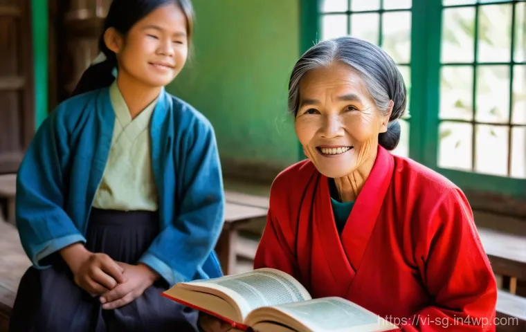 조기 은퇴 후의 사회적 기여 방법 - **Prompt:** "A heartwarming scene in a bright, rustic classroom nestled in a picturesque Vietnamese ...