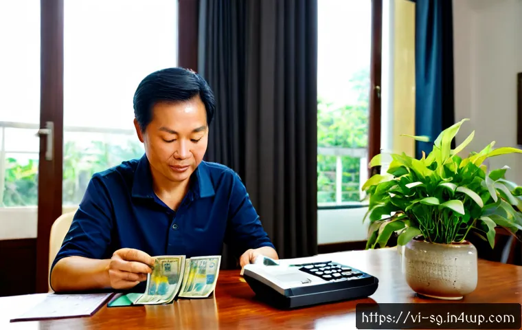 Home 17 조기 은퇴 준비를 위한 자산 증식 전략 - Photorealistic Vietnamese couple in their early fifties reviewing a simple retirement investment pla...